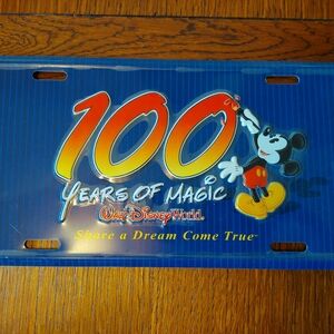 Walt Disney World Aluminum Metal License Plate 100 Yrs of Magic Artist Mickey